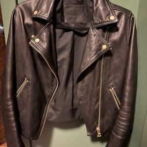 All Saints Black Leather Biker Jacket